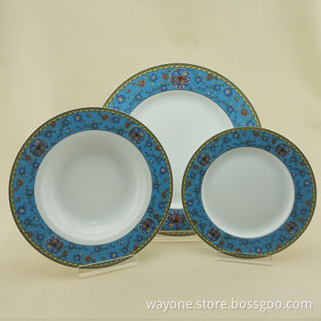 New 18-piece Porcelain Dinnerware Set, Embossed Design, Round Shape, 4 Colors